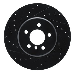 BMW 535I GT Brake Rotor (1) - Rear Left - R1 Concepts - Drilled & Slotted - Black - `10-`19
